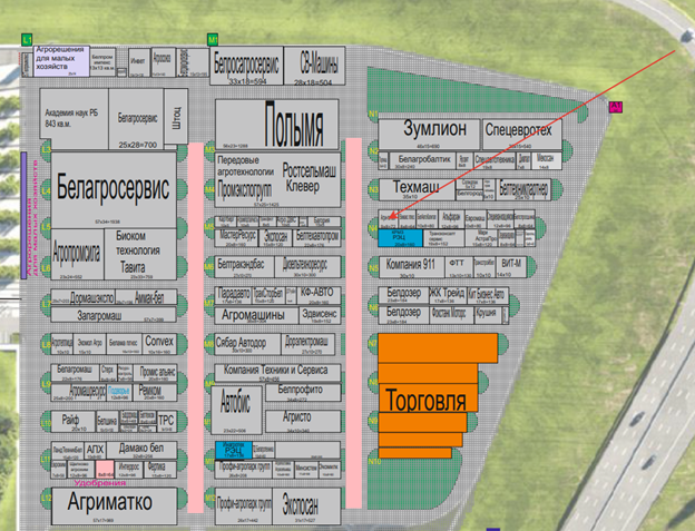 Схема расположения стенда "АгриПО-Бел" на выставке "Белагро 2026"